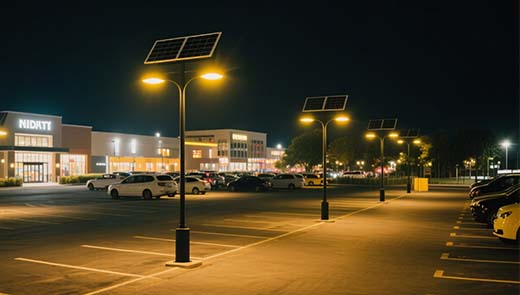 Solar street lights in parking lots